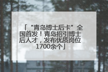 “青岛博士后卡”全国首发！青岛招引博士后人才，发布优质岗位1700余个